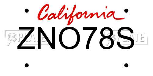 ZNO78S California License Plate