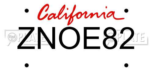 ZNOE82 California License Plate
