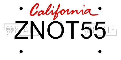 ZNOT55 California License Plate