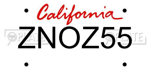 ZNOZ55 California License Plate