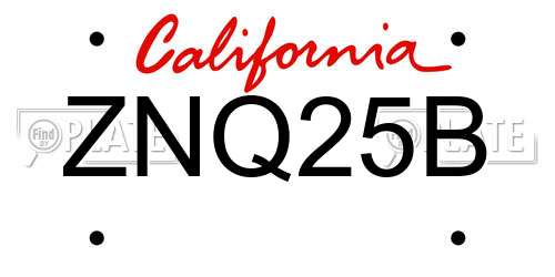 ZNQ25B California License Plate
