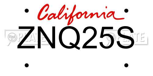 ZNQ25S California License Plate