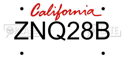 ZNQ28B California License Plate