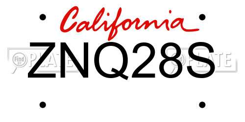 ZNQ28S California License Plate