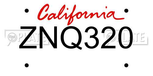 ZNQ320 California License Plate