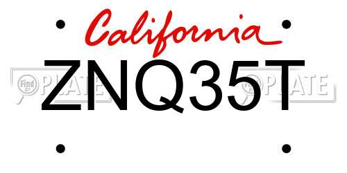 ZNQ35T California License Plate