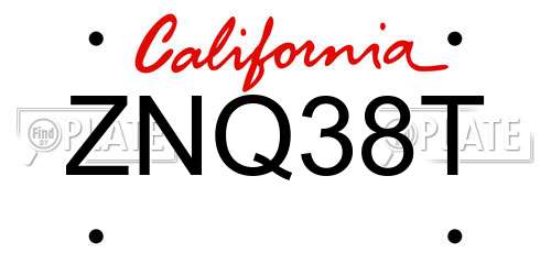 ZNQ38T California License Plate