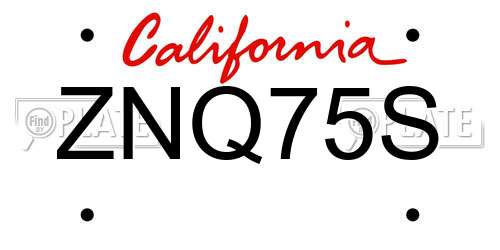 ZNQ75S California License Plate