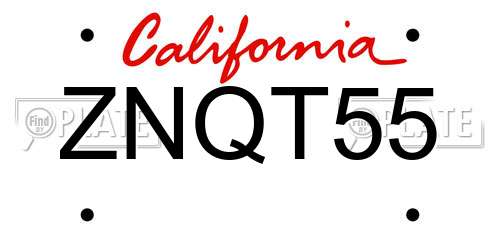 ZNQT55 California License Plate
