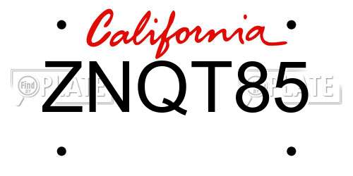 ZNQT85 California License Plate