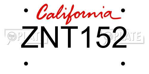 ZNT152 California License Plate