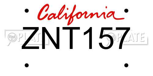 ZNT157 California License Plate