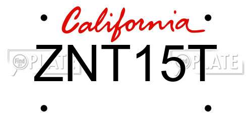 ZNT15T California License Plate