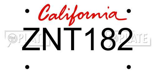 ZNT182 California License Plate