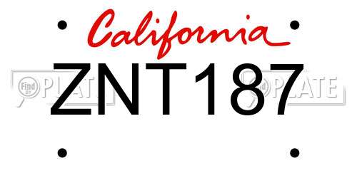 ZNT187 California License Plate