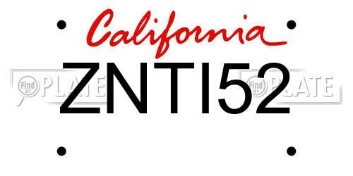 ZNTI52 California License Plate