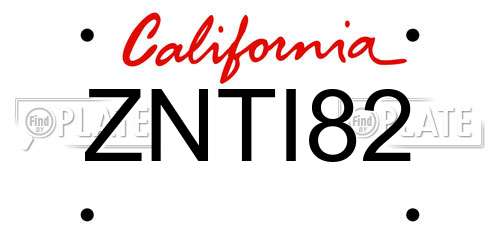 ZNTI82 California License Plate