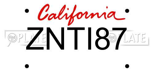 ZNTI87 California License Plate