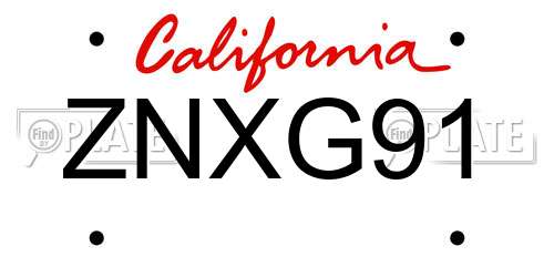 ZNXG91 California License Plate