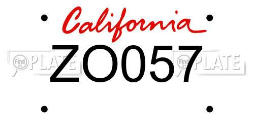 ZO057 California License Plate