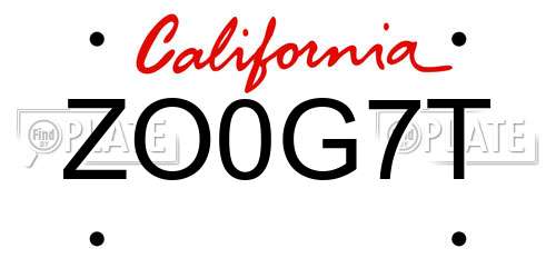 ZO0G7T California License Plate