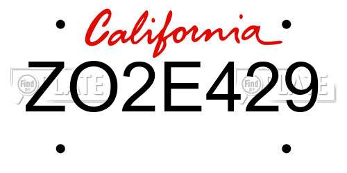 ZO2E429 California License Plate