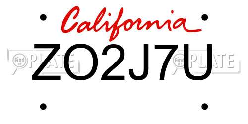 ZO2J7U California License Plate