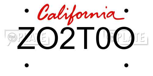 ZO2T0O California License Plate