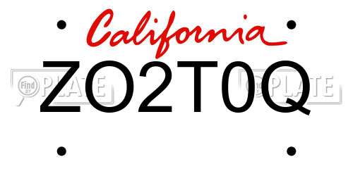 ZO2T0Q California License Plate