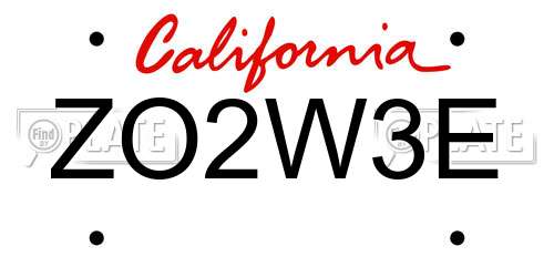 ZO2W3E California License Plate