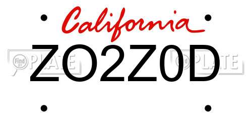 ZO2Z0D California License Plate