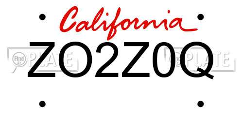 ZO2Z0Q California License Plate