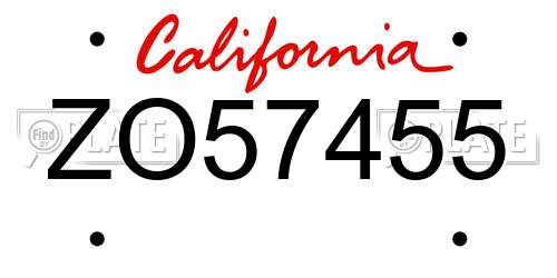 ZO57455 California License Plate