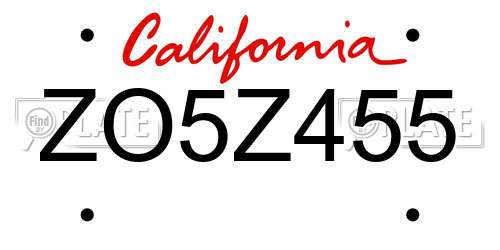 ZO5Z455 California License Plate