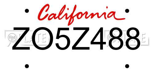 ZO5Z488 California License Plate