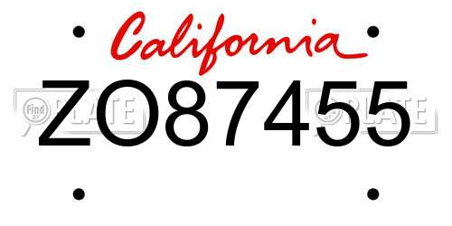 ZO87455 California License Plate