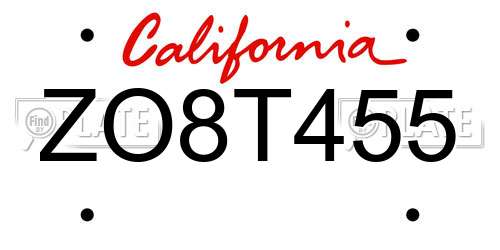 ZO8T455 California License Plate