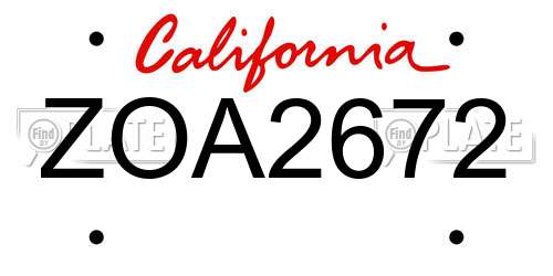 ZOA2672 California License Plate