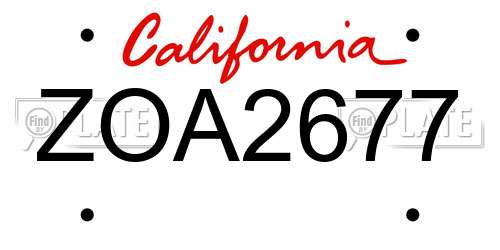 ZOA2677 California License Plate