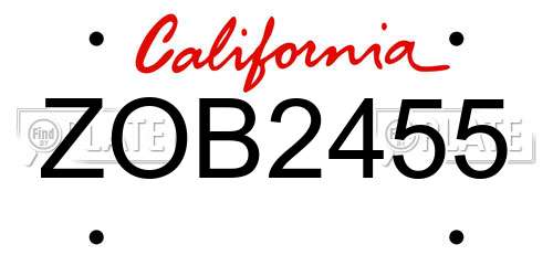 ZOB2455 California License Plate