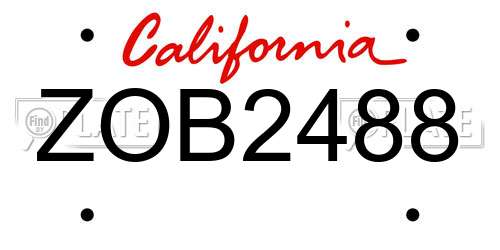 ZOB2488 California License Plate