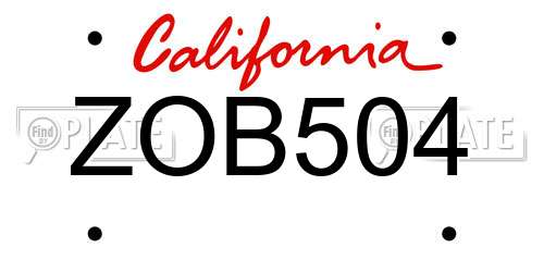 ZOB504 California License Plate