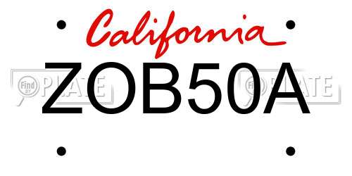 ZOB50A California License Plate
