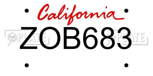 ZOB683 California License Plate