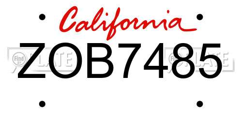 ZOB7485 California License Plate