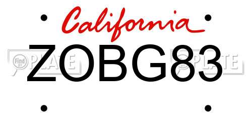 ZOBG83 California License Plate