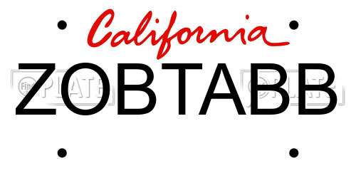 ZOBTABB California License Plate