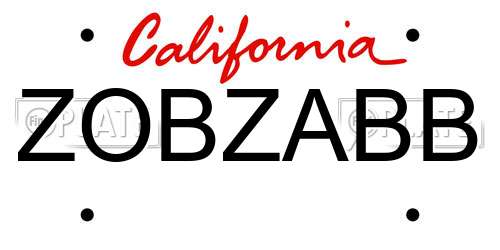 ZOBZABB California License Plate