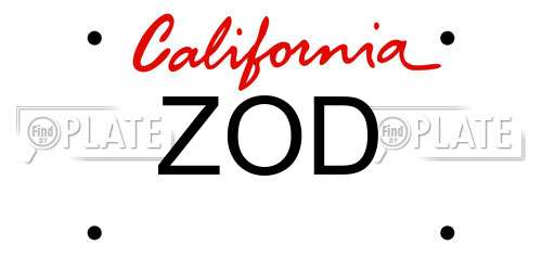 ZOD California License Plate