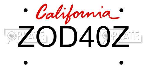 ZOD40Z California License Plate